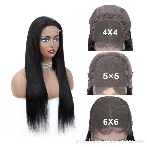 Cheap Grade 10A Virgin Raw Hair HD Lace Closure Wigs Deep Wave Natural Hair Toupee Remy Human Hair Lace Wig 4*4 Lace Front Wig